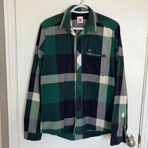 Lacoste Live Slim Fit Green Plaid Long Sleeve Button Shirt Men's Size 41